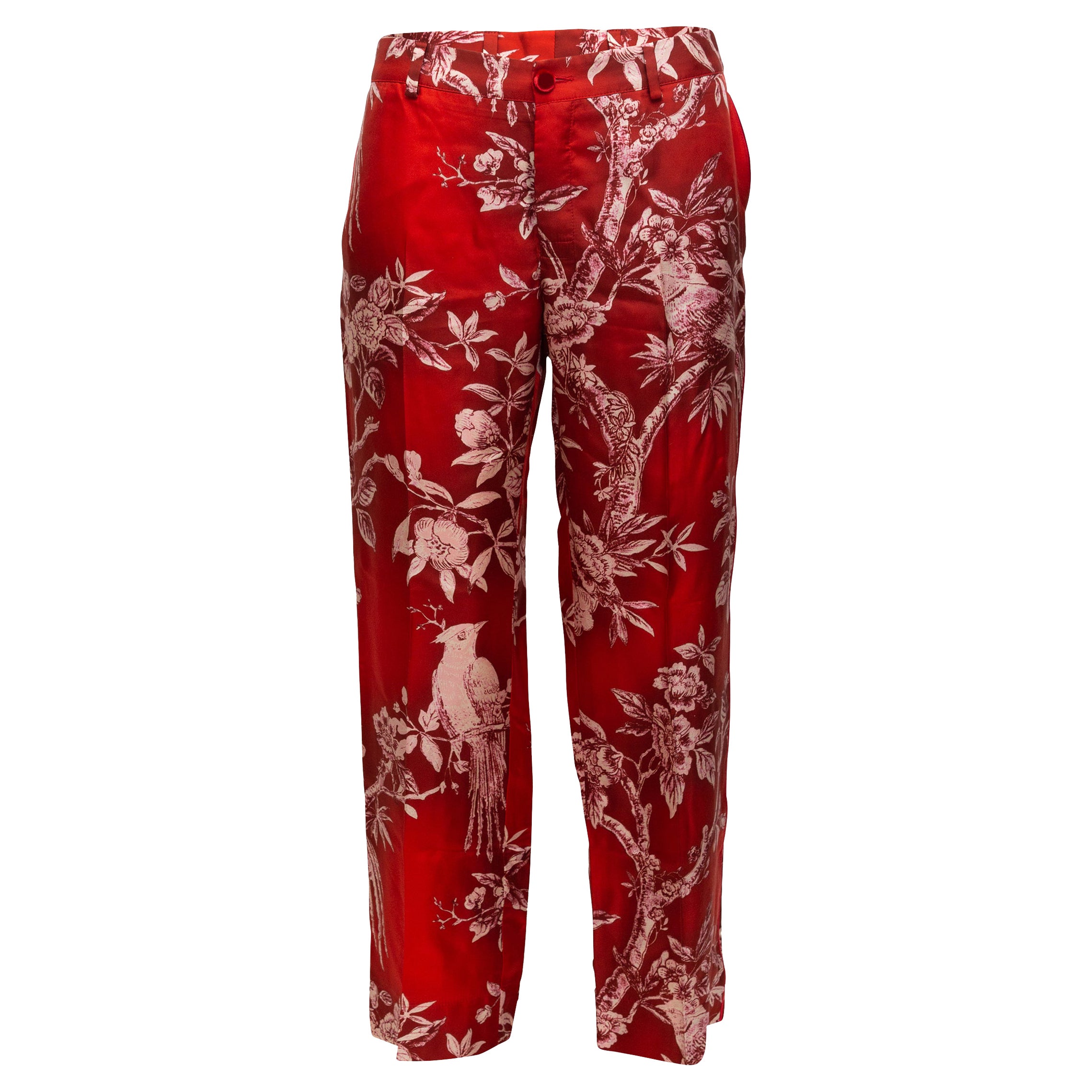 F.R.S. Red & White For Restless Sleepers Silk Printed Pants