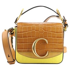 Chloe C Crossbody Bag Crocodile Embossed Leather Mini