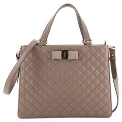 Salvatore Ferragamo Tracy Bow Tote Quilted Leather