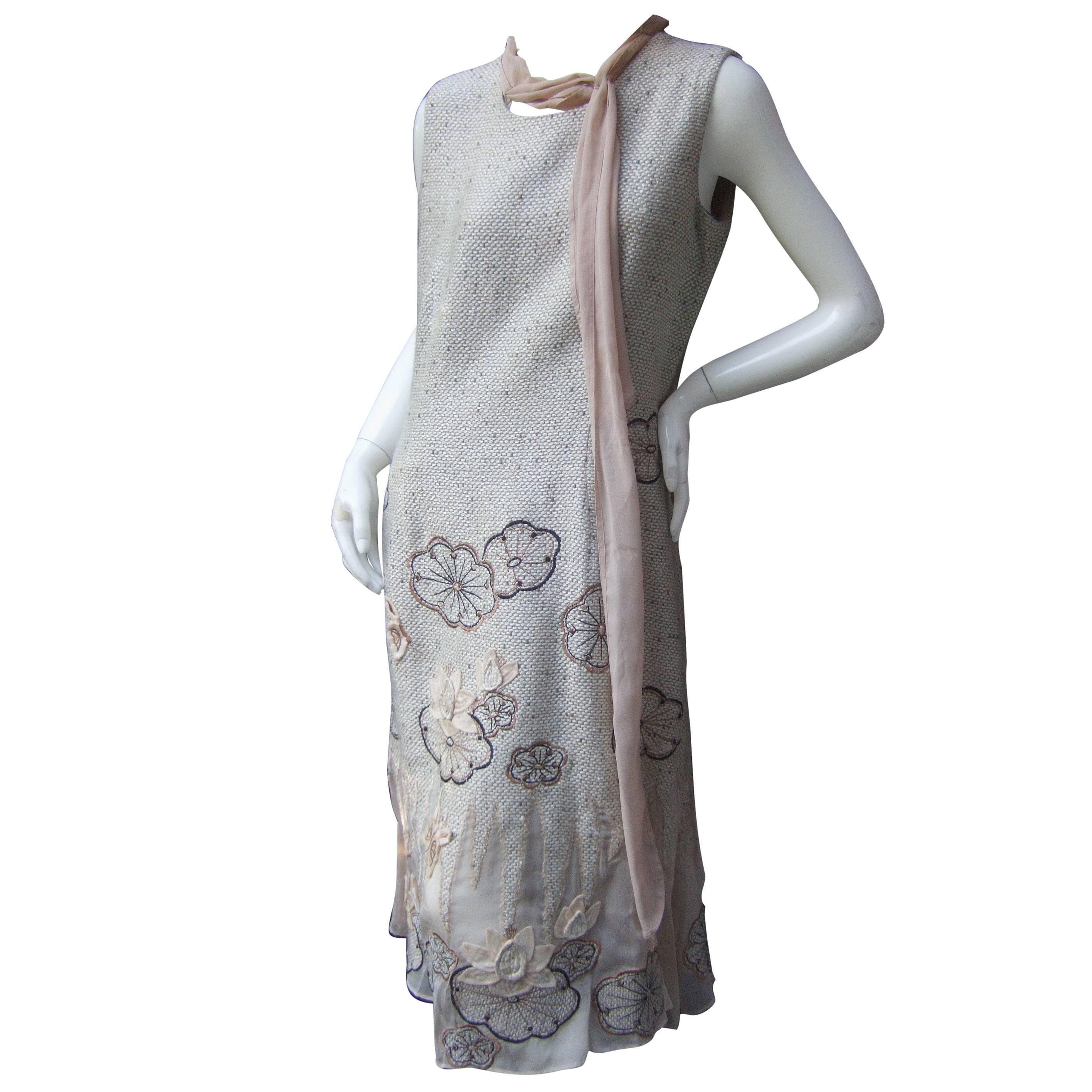 Stylish Woven Applique Illusion Design Sheath Dress US Size 12 For Sale