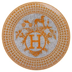 Hermes Mosaique Au 24 Gold Tart Platter Porcelain