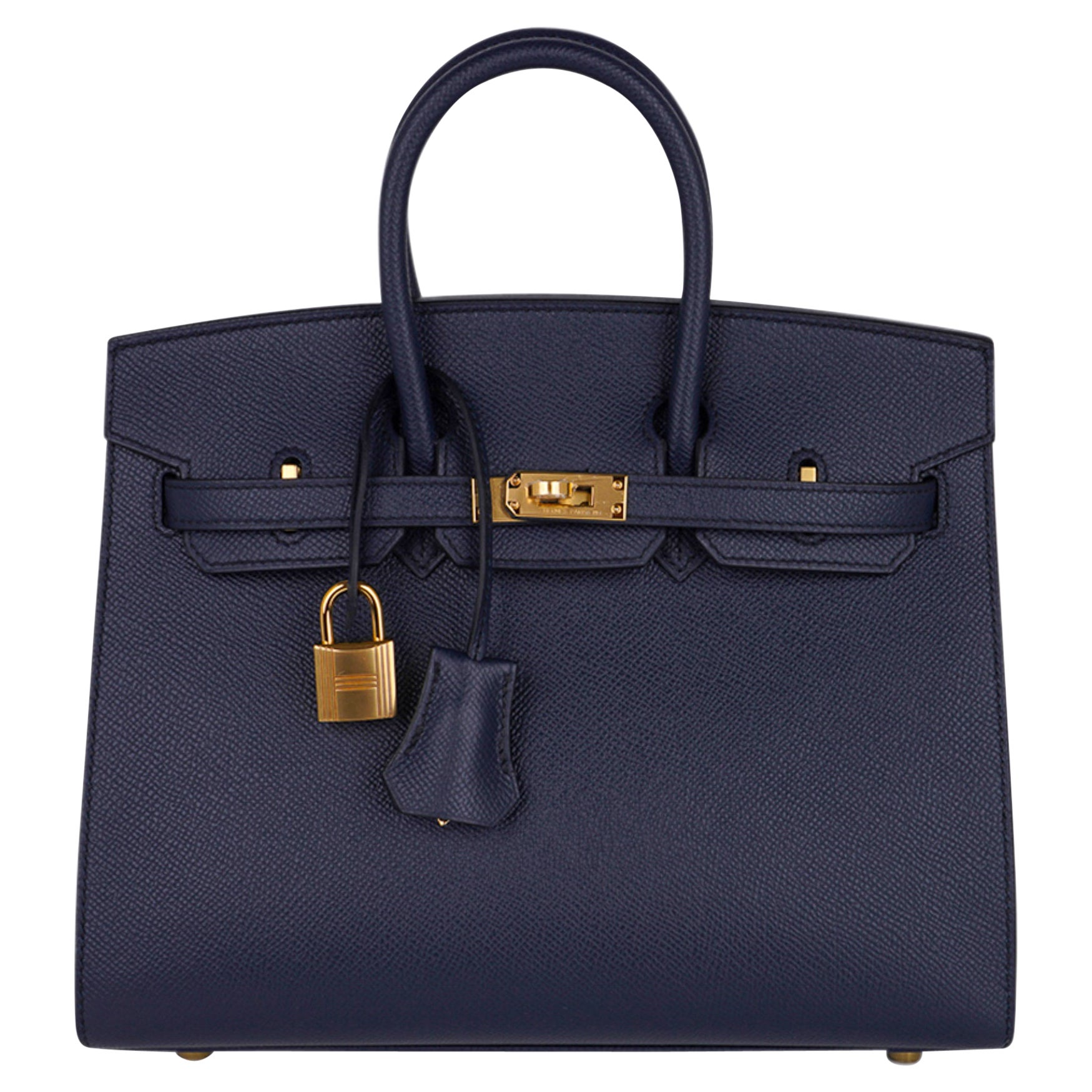 Hermes Birkin Sellier 25 Bag Blue Indigo Gold Hardware Epsom Leather New w/Box