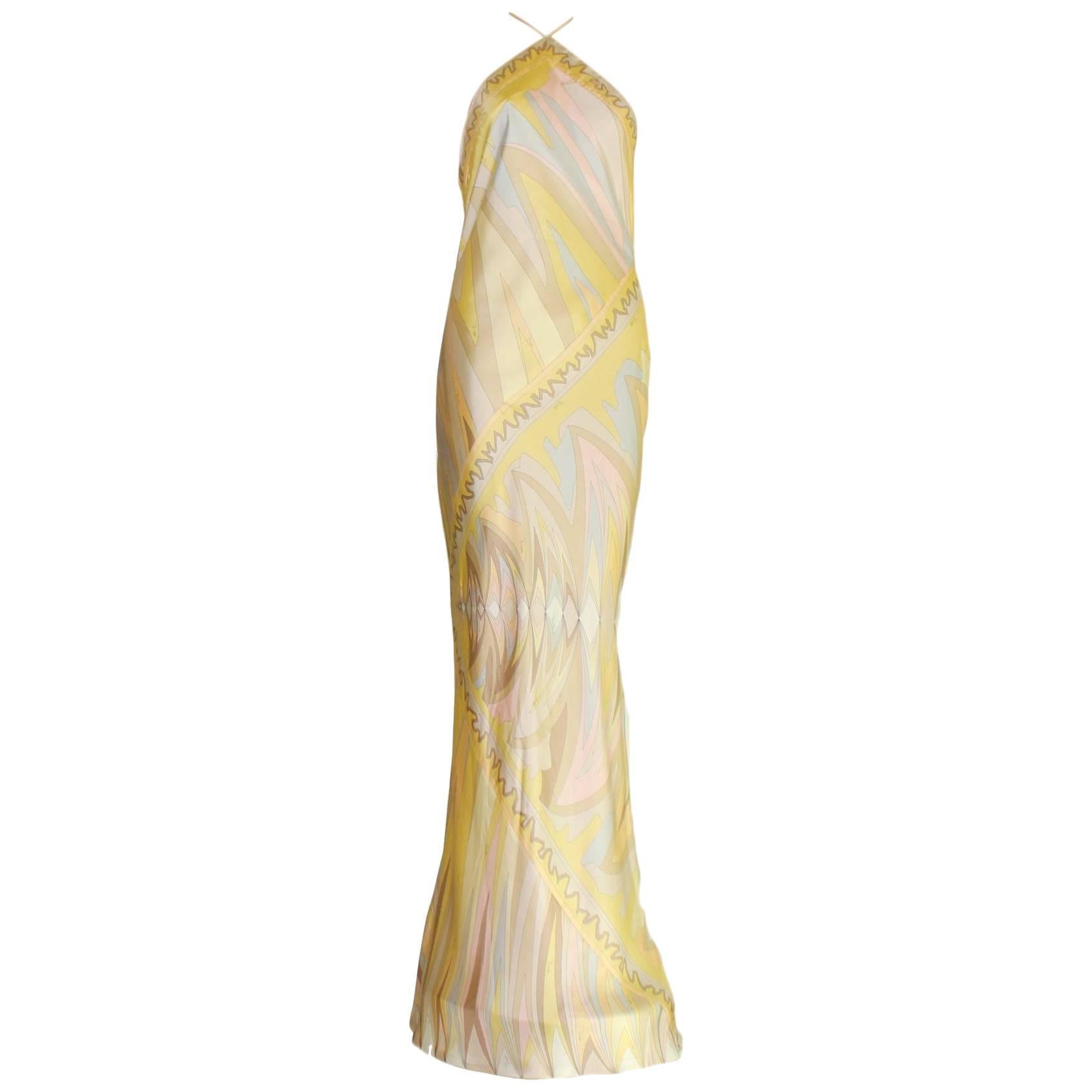 Stunning Emilio Pucci Signature Print Evening Dress Gown