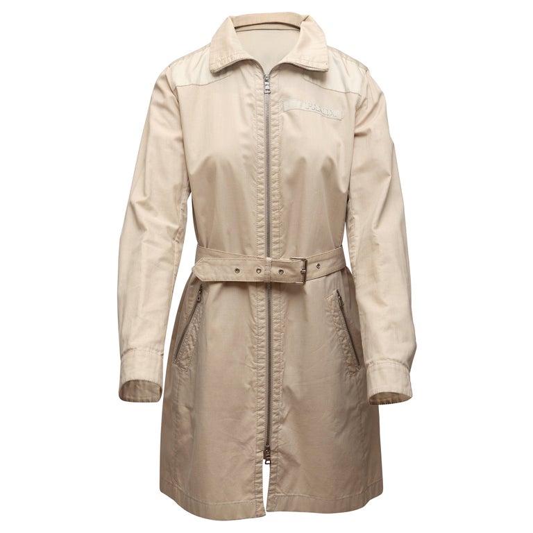 Prada Beige Belted Trench Coat For Sale at 1stDibs