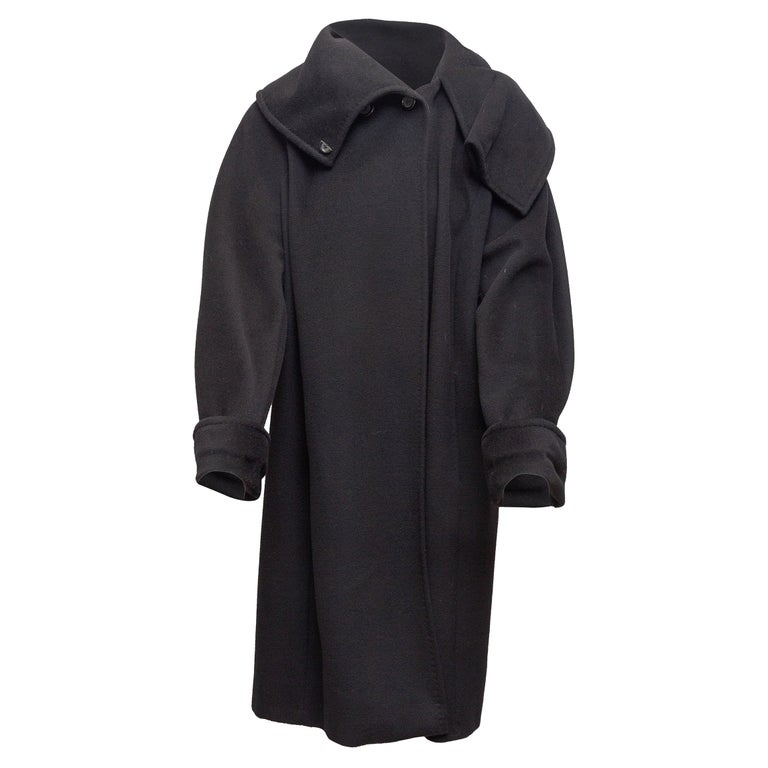 Marina Rinaldi Black Virgin Wool and Cashmere Coat For Sale at 1stDibs