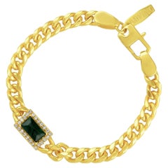 Studded Chain Cord Bracelet (Malachite)