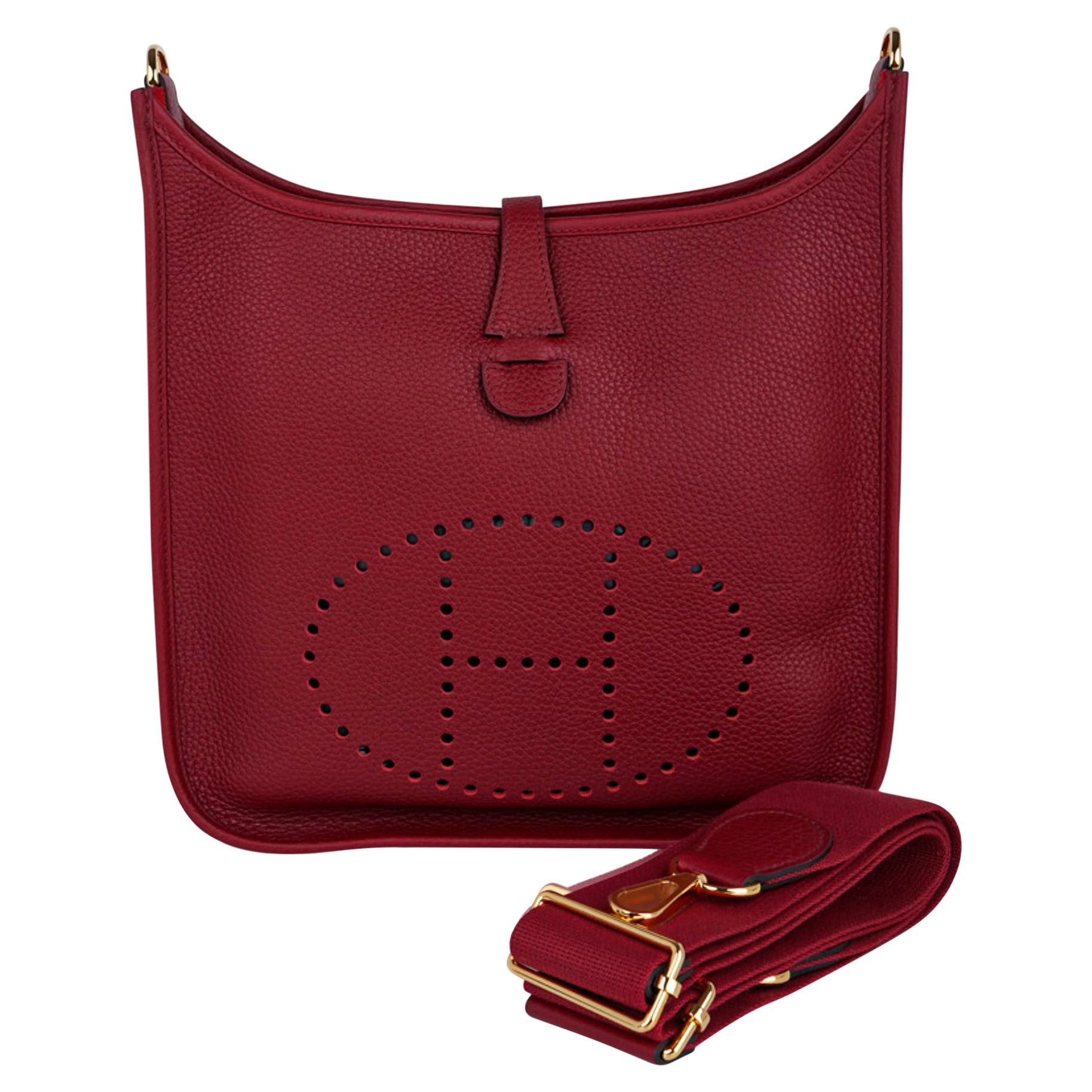 Hermes Evelyne PM Bag Rouge Grenat Gold Hardware Clemence