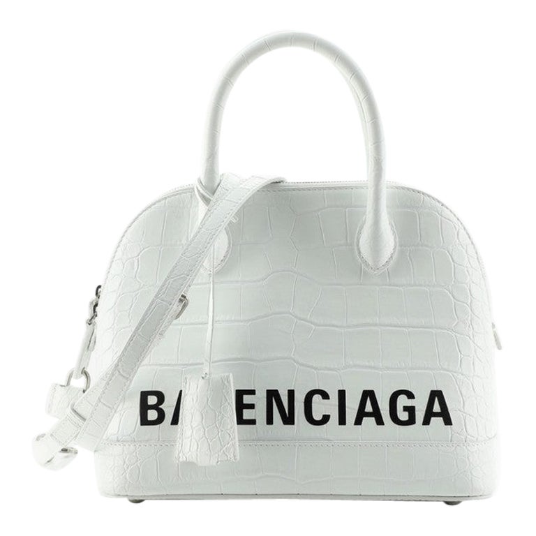 Balenciaga Logo Ville Bag Crocodile Embossed Leather Small at 1stDibs