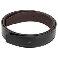 HERMES black brown 32mm Reversible Belt Strap 120 Box / Togo leather