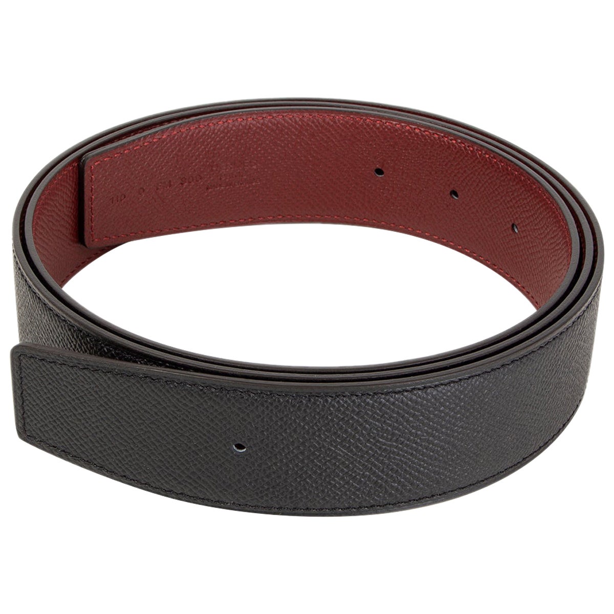 HERMES black & Rouge H burgundy Reversible Belt Strap 110 For Sale