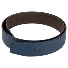 HERMES Malteblau & Schokoladenbraun Wendbarer 38mm Gürtelriemen 85 Epsom Leder
