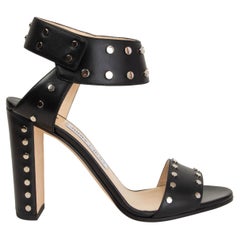 JIMMY CHOO black leather STUDDED VETO 100 Sandals Shoes 39