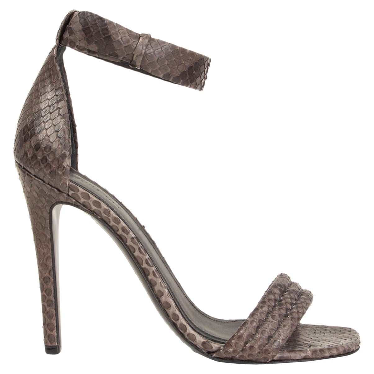 CELINE grey snakeskin PYTHON Ankle Strap Sandals Shoes 37 For Sale