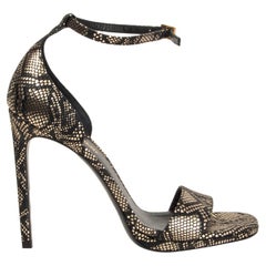 SAINT LAURENT gold black leather FAUX PYTHON DISCO JANE Sandals Shoes 38