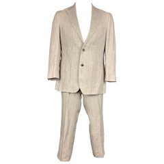 SUIT SUPPLY Size 44 Oatmeal Textured Linen Notch Lapel Suit