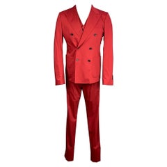 DOLCE & GABBANA Size 40 Regular Red Wool / Silk Double Breasted 3 Piece Suit