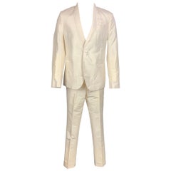 SAND The Red Carpet Size 40 Off White Textured Silk Shawl Collar Suit