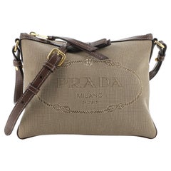 Prada Logo Double Zip Crossbody Bag Canvas