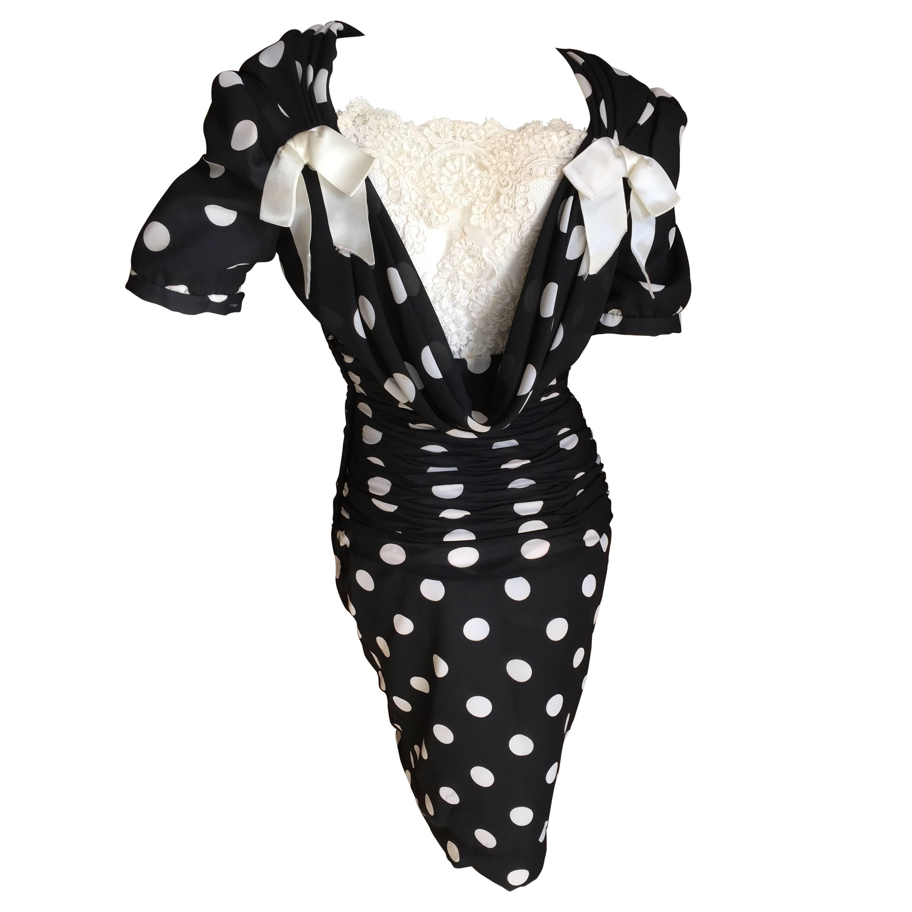 Victor Costa Neiman Marcus Polka Dot Dress For Sale