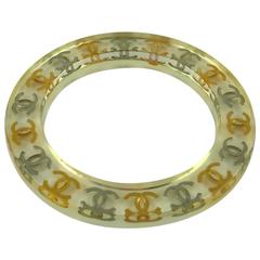 Chanel Vintage Lucite Bangle Bracelet with Gold and Silver CC Logos S/S 1997 11