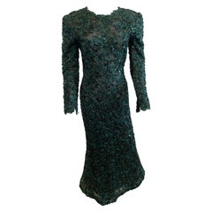 Vintage Oscar De La Renta Beaded Embroidered Mermaid Gown