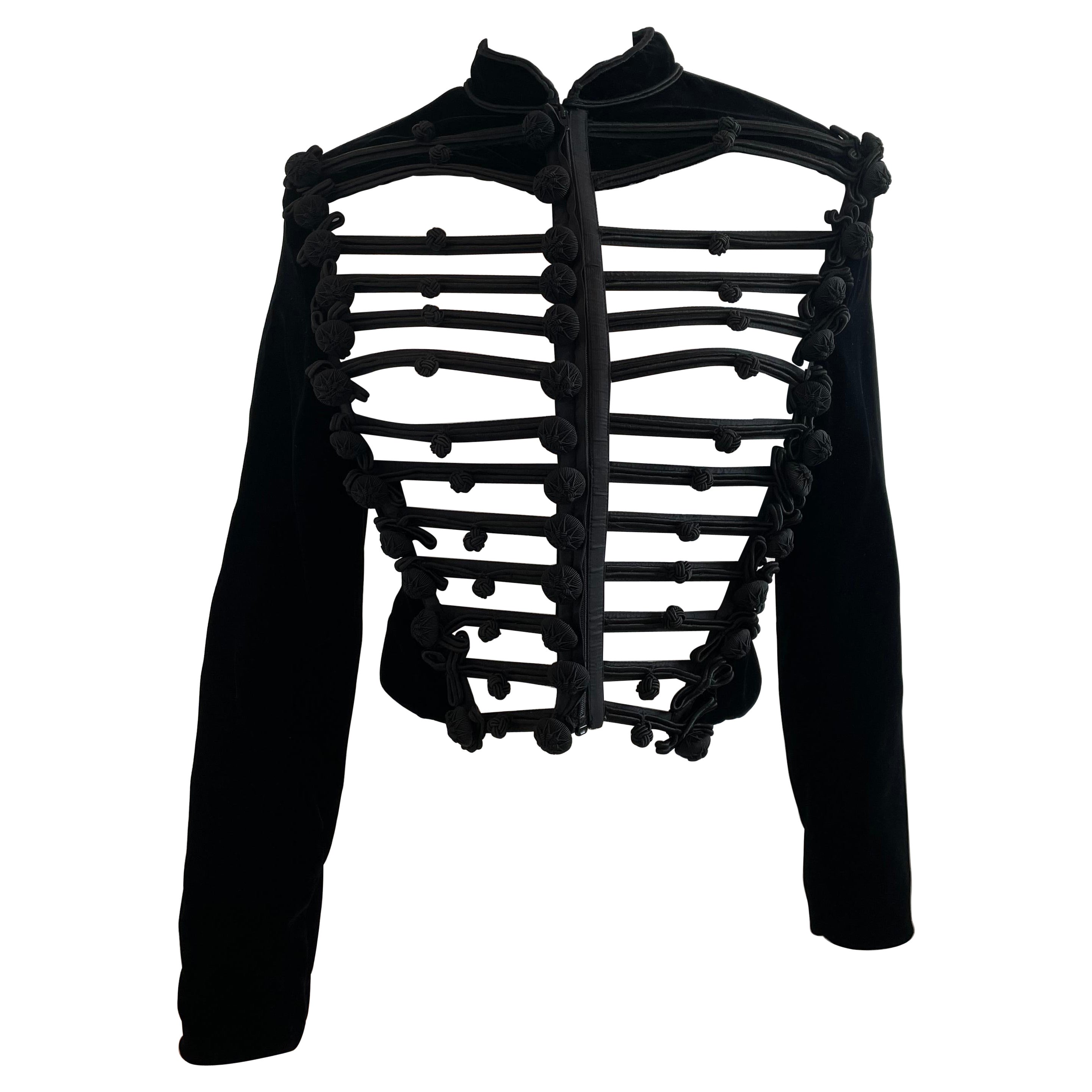 RARE Jean Paul Gaultier Velvet Silk Cage Corset Jacket For Sale