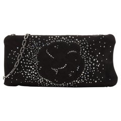 Chanel Camellia Diamante Convertible Clutch Crystal Embellished Satin Small