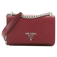 Prada Chain Flap Crossbody Bag Saffiano and Soft Calf Small at 1stDibs