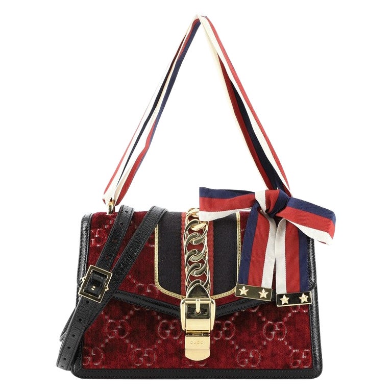 Gucci Sylvie Shoulder Bag GG Velvet Small at 1stDibs