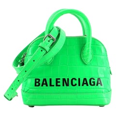 Balenciaga Logo Ville Bag Crocodile Embossed Leather XXS