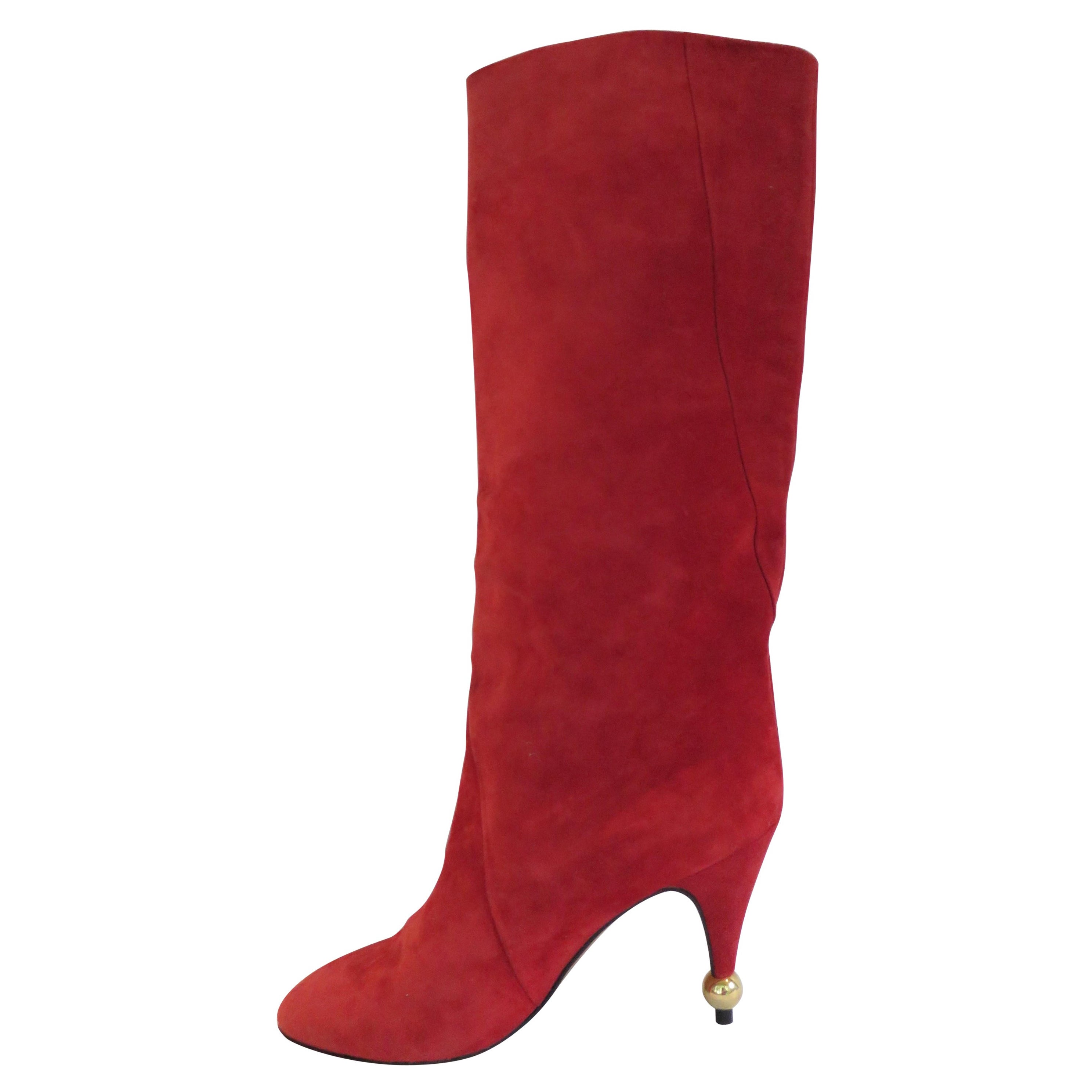 Roger Vivier New Vintage 1980s Suede Heel Boots Taglia 8 in vendita