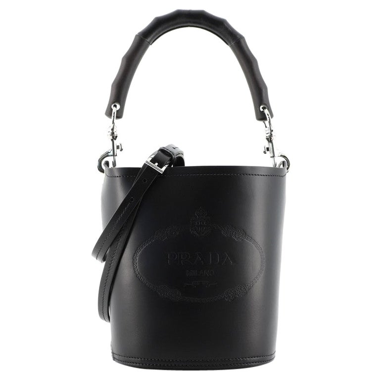 Prada Tambour Bucket Bag Leather with Metal and Wood