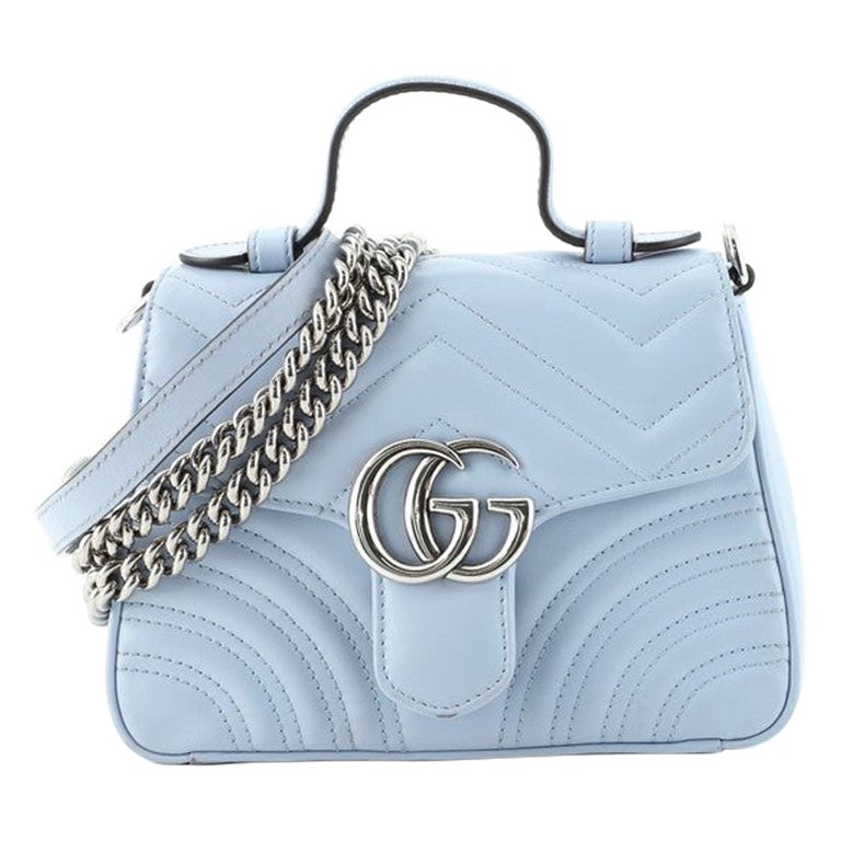 Gucci GG Marmont Top Handle Flap Bag Matelasse Leather Mini at 1stDibs