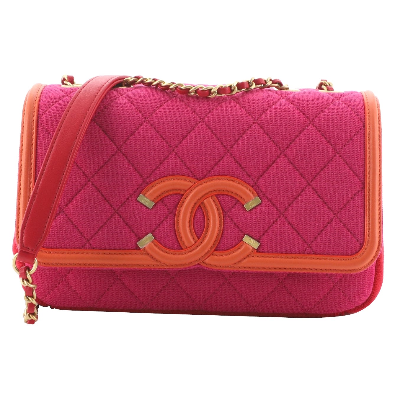 Chanel Filigree Flap Bag Quilted Jersey Small