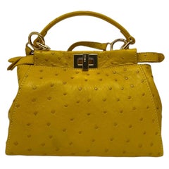 Fendi Yellow Leather Peekaboo Bag
