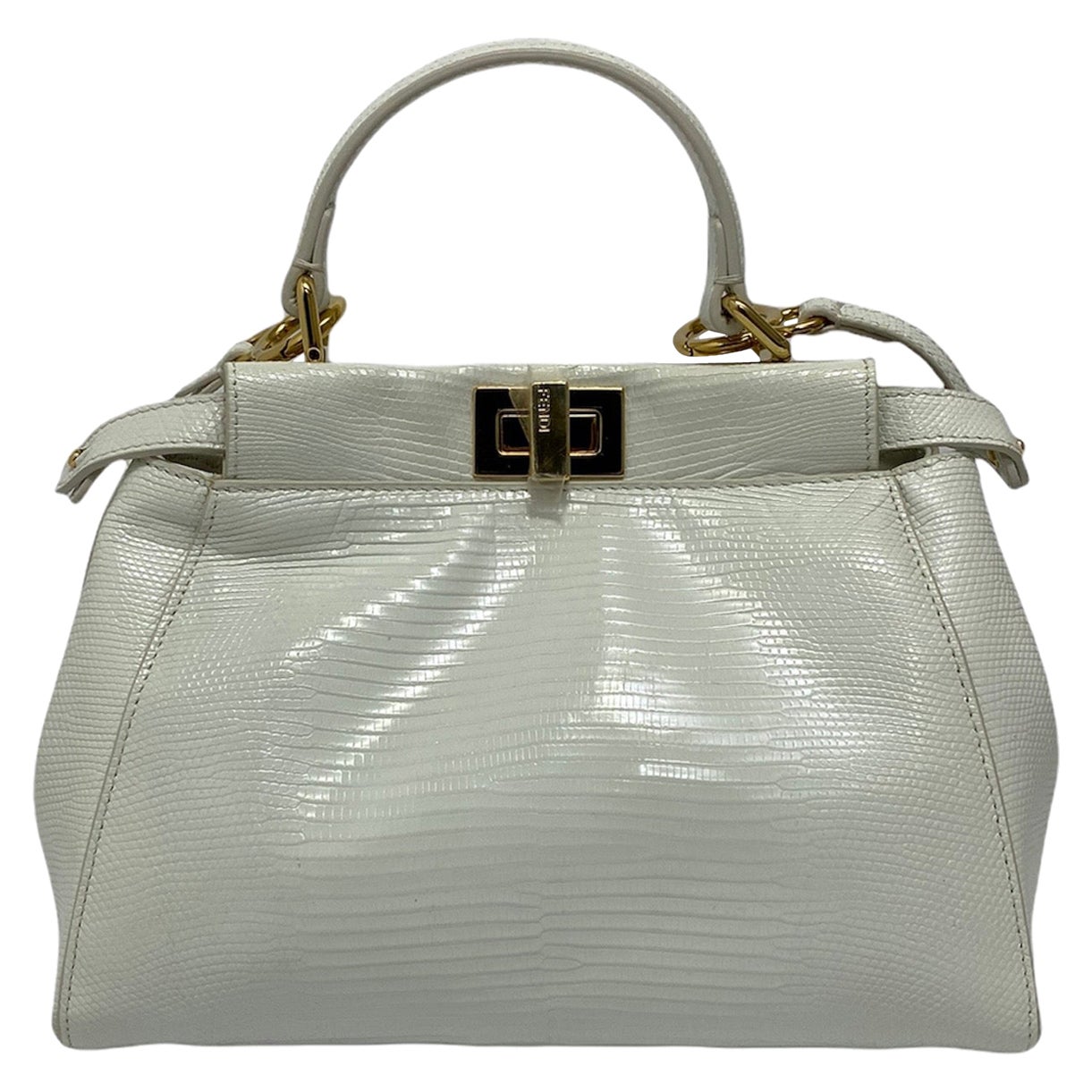 Fendi White Leather Peekaboo Bag