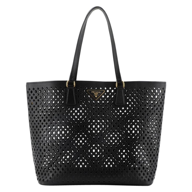 Prada Open Shopping Tote Perforated Saffiano Leather Large