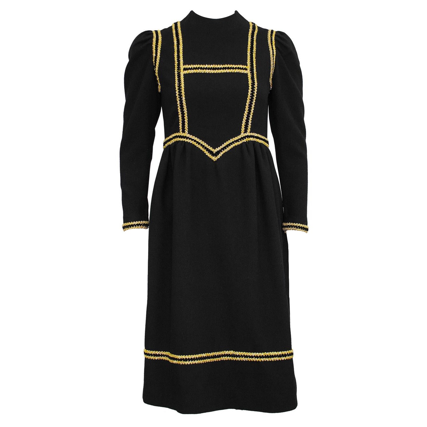 1960s Geoffrey Beene Black and Gold Dress
