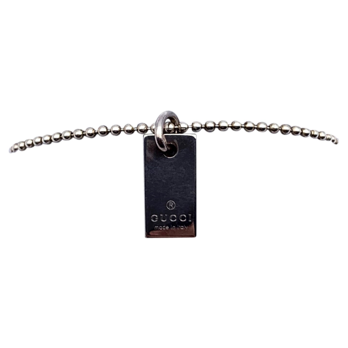 Gucci Sterling Silver 925 Unisex Boule Chain Bar Tag Bracelet