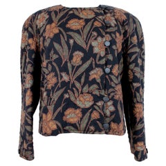 Valentino Black Brown Wool Floral Quilt Jacket