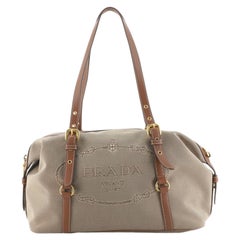 Prada Logo Bauletto Bag Canvas Medium