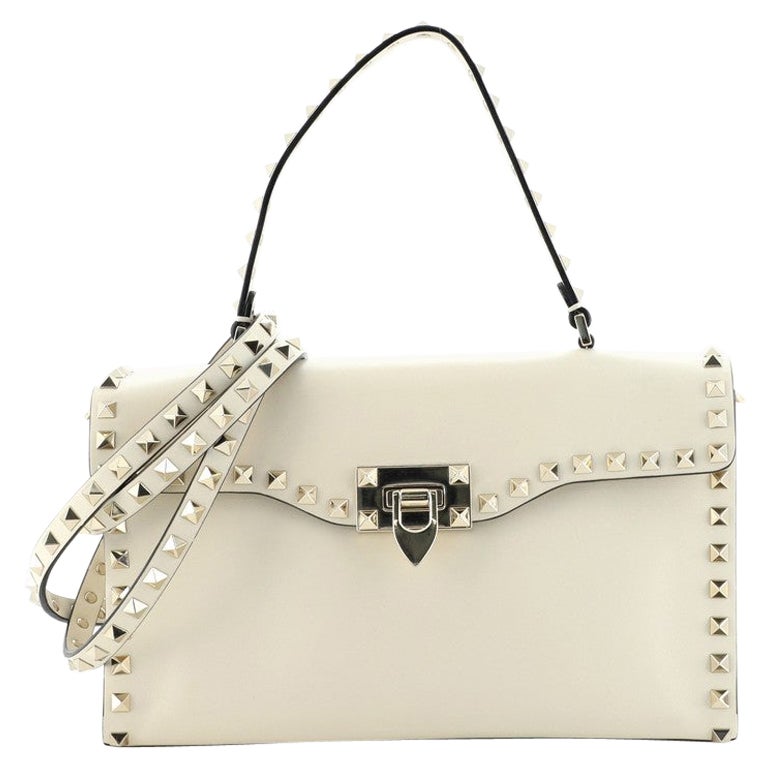 Valentino Rockstud Flip Lock Top Handle Bag Leather Small