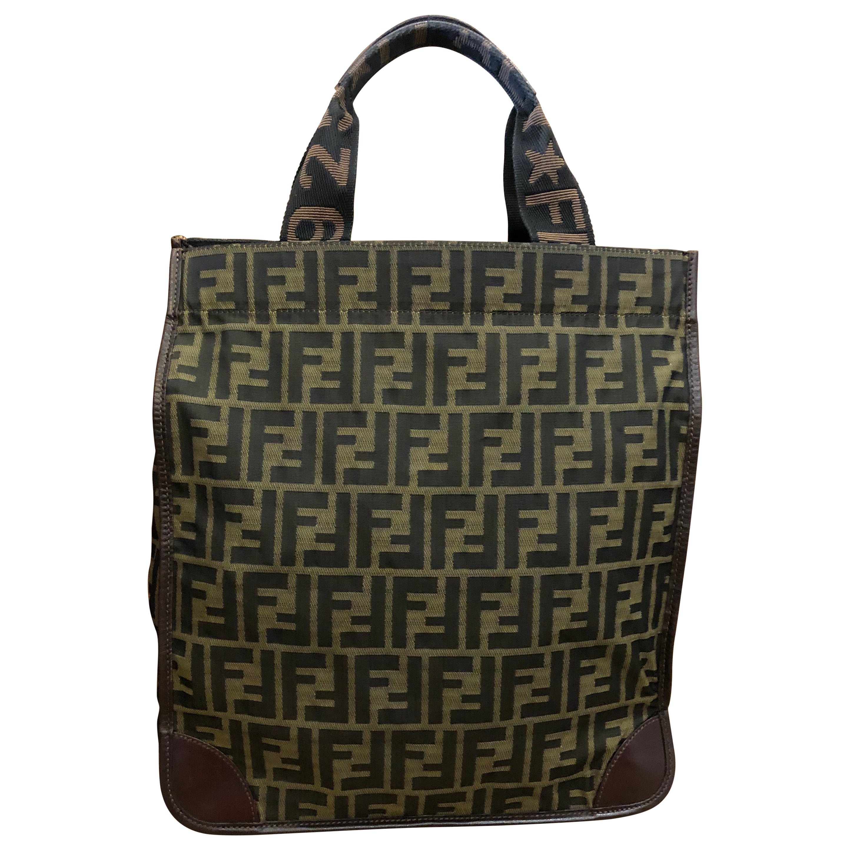 Industrial Looting Assortment Vintage FENDI Brown Zucca Jacquard Foldable Tote Bag For Sale at 1stDibs | fendi  tote bag vintage, vintage fendi tote, fendi zucca bag
