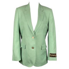GUCCI Eschatology Size S Green Viscose / Linen Blend Notch Lapel Jacket