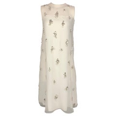 GIVENCHY SS 2021 Size 4 Cream Polyester Crystal Embellished Organza Shift Dress