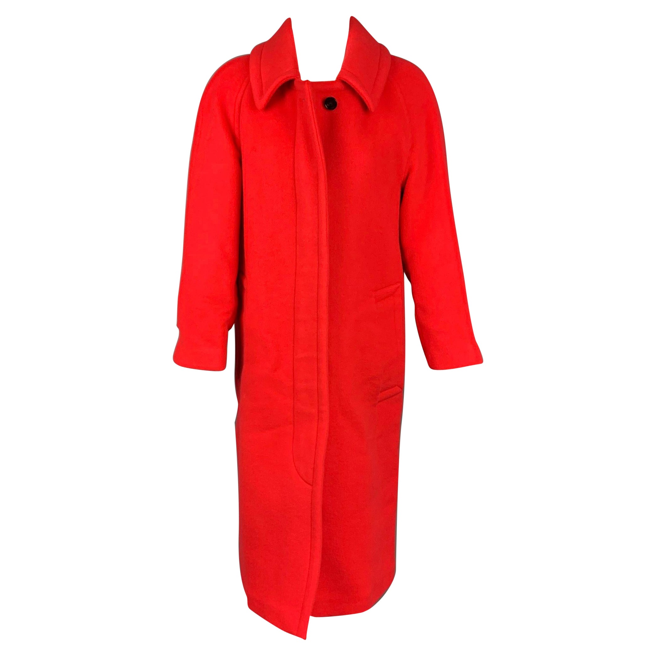 BURBERRY Size 0 Red Wool / Cashmere Hidden Placket Coat