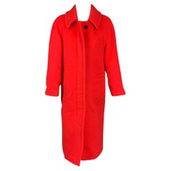 BURBERRY - Manteau cache-cœur rouge en laine et cachemire, taille 0