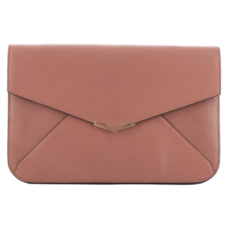 Fendi reversible leather and suede clutch For Sale at 1stDibs