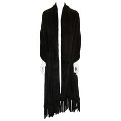 Dennis Basso Black Knitted Mink Stole w/ Tassels 9