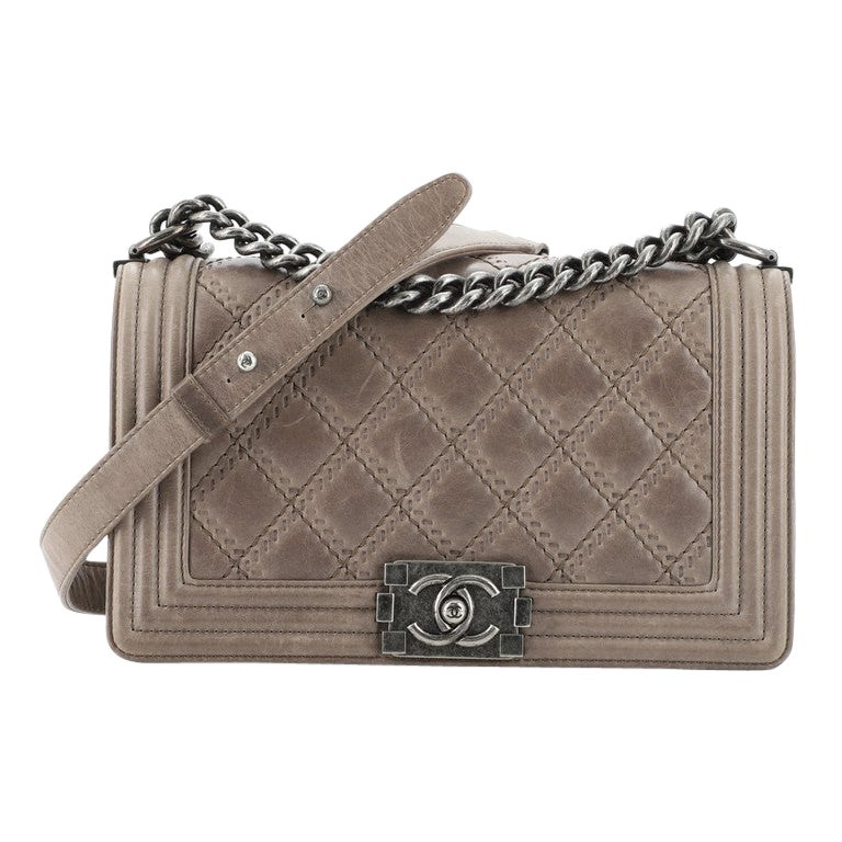 Chanel Double Stitch Boy Flap Bag Quilted Calfskin Old Medium